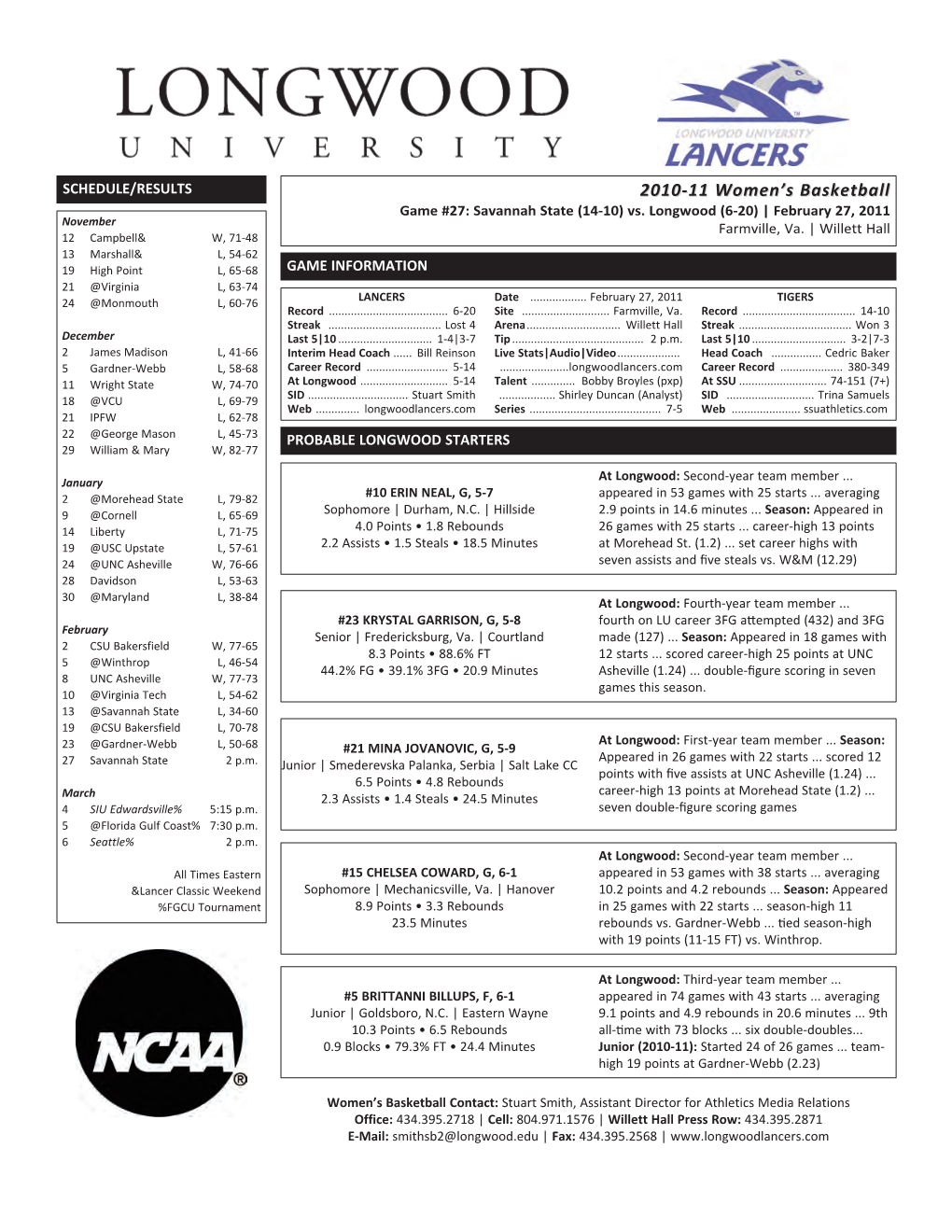 2010-11 Women's Basketball