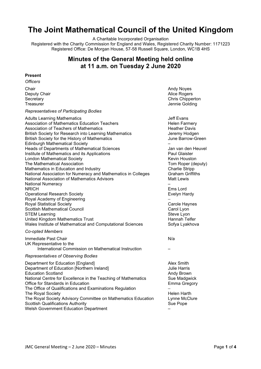 The Joint Mathematical Council of the United Kingdom