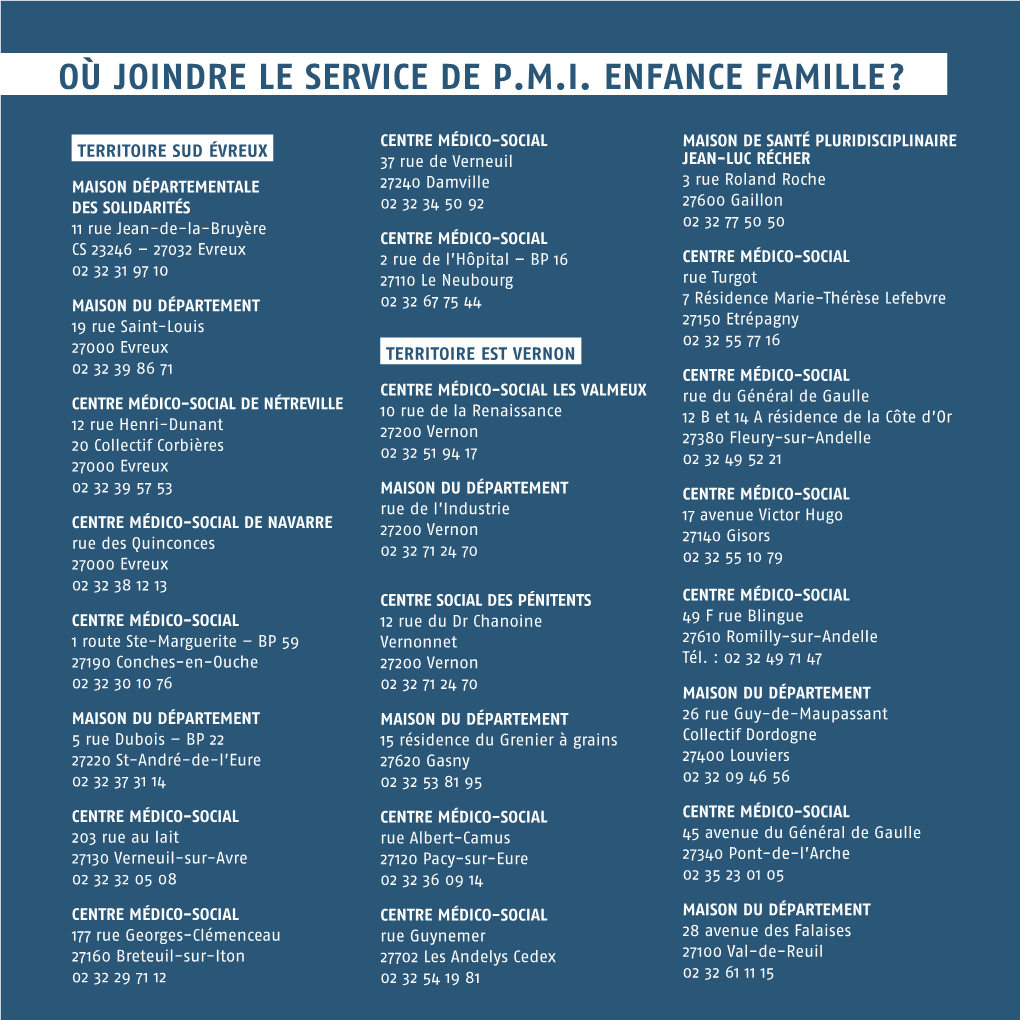 Où Joindre Le Service De P.M.I. Enfance Famille ?