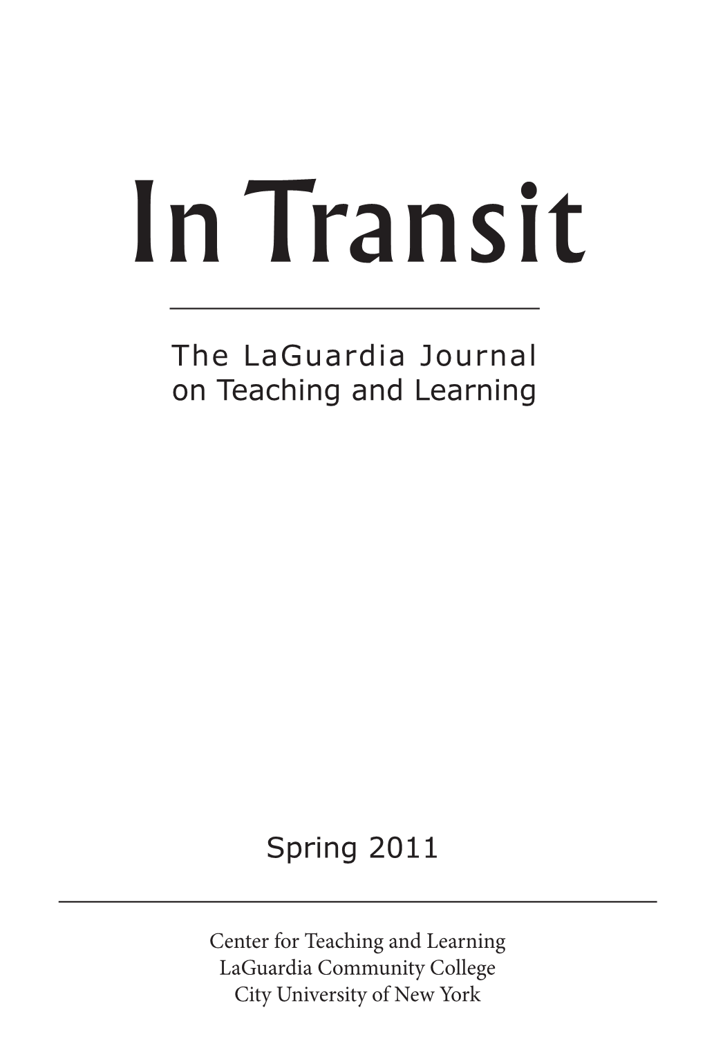 In Transit Vol 5 Spring 2011