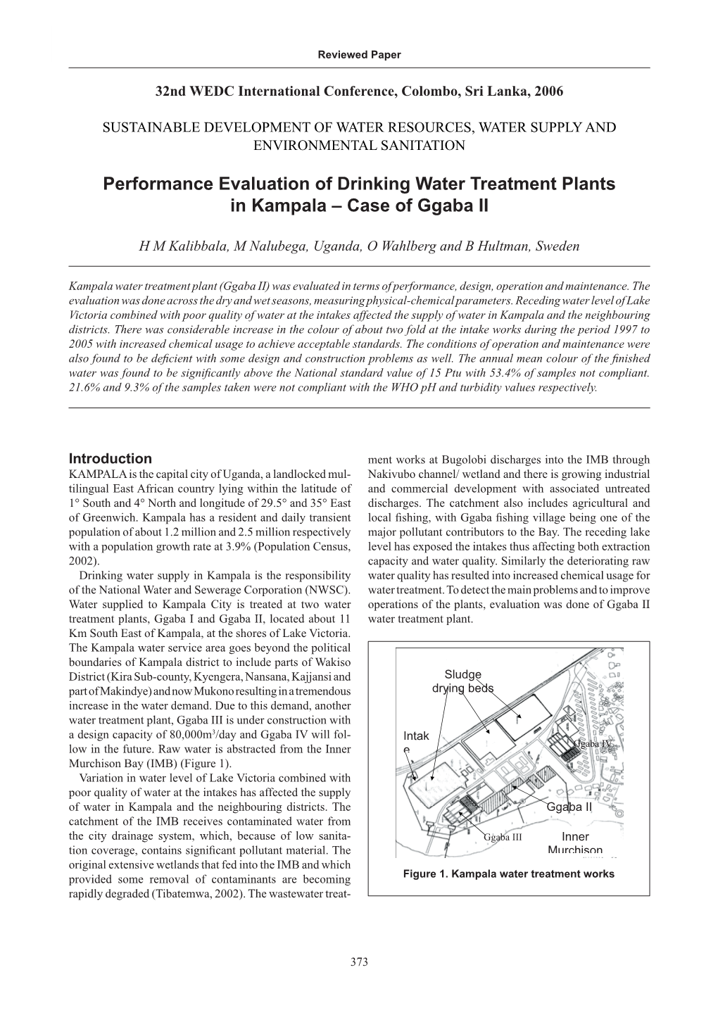 Performance Evaluation of Drinking Water Treatment Plants in Kampala – Case of Ggaba II