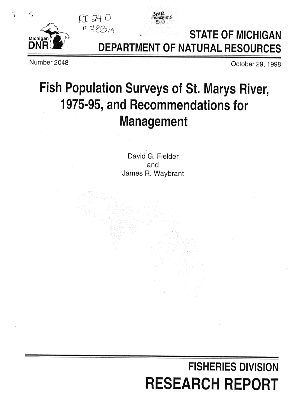 Research Report Michigan Department of Natural Resources Fisheries Division