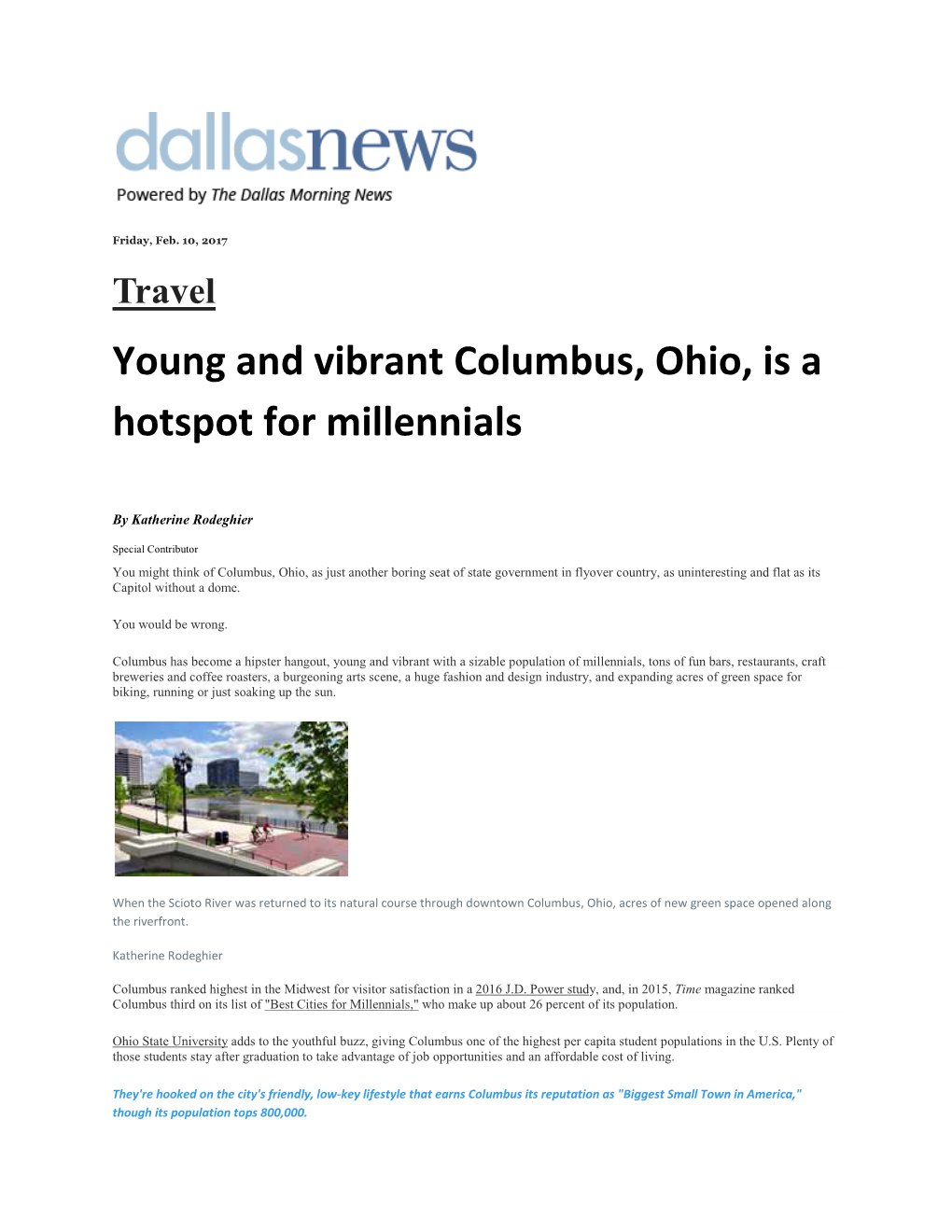 Young and Vibrant Columbus, Ohio, Is a Hotspot for Millennials