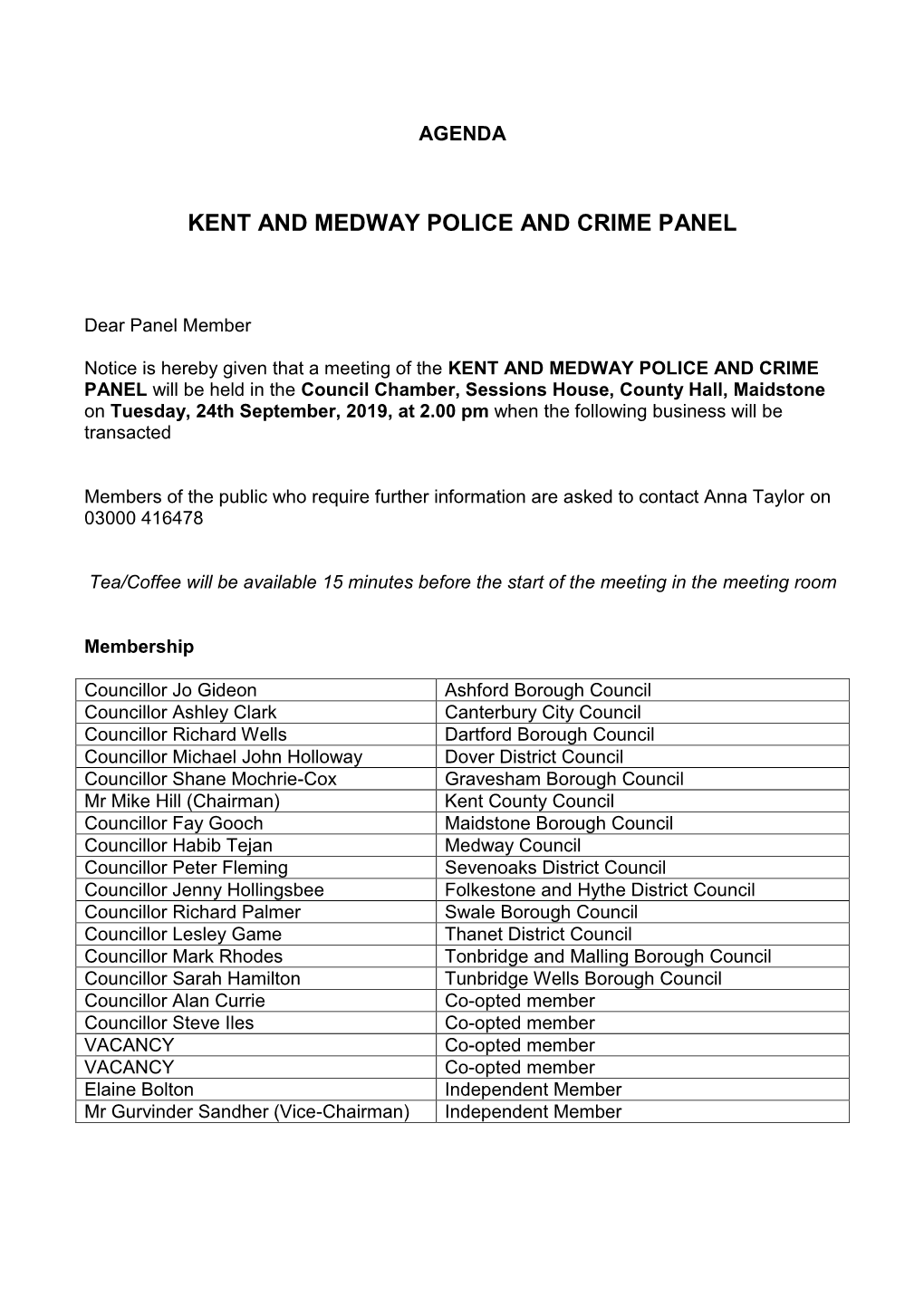 (Public Pack)Agenda Document for Kent and Medway Police and Crime