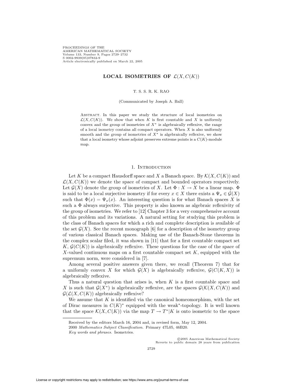 Local Isometries of L(X, C(K))