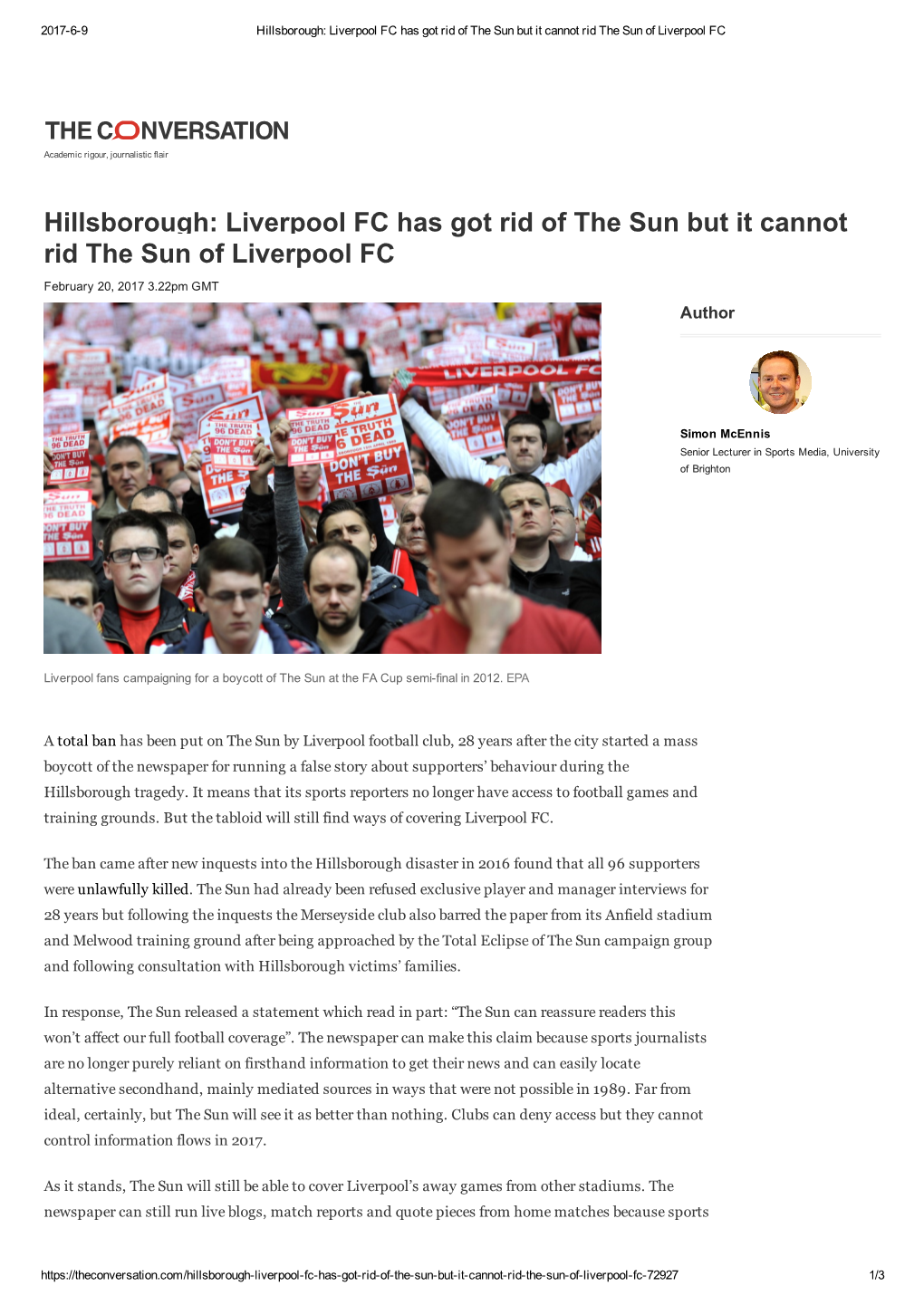 Hillsborough: Liverpool FC Has Got Rid of the Sun but It Cannot Rid the Sun of Liverpool FC