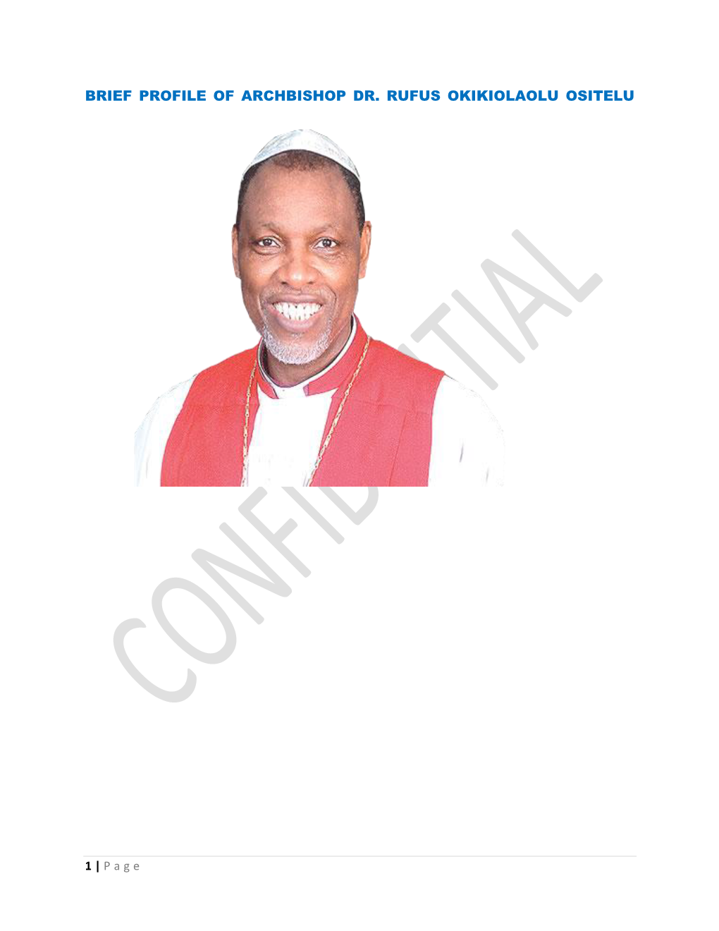 Brief Profile of Archbishop Dr. Rufus Okikiolaolu Ositelu