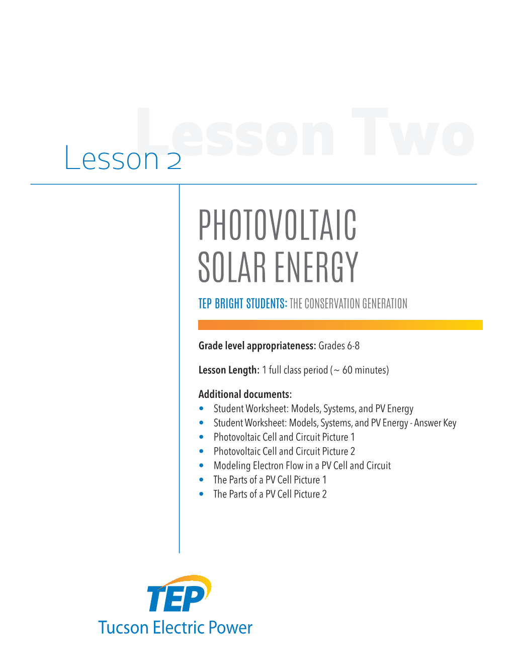 Lesson 2: Photovoltaic Solar Energy