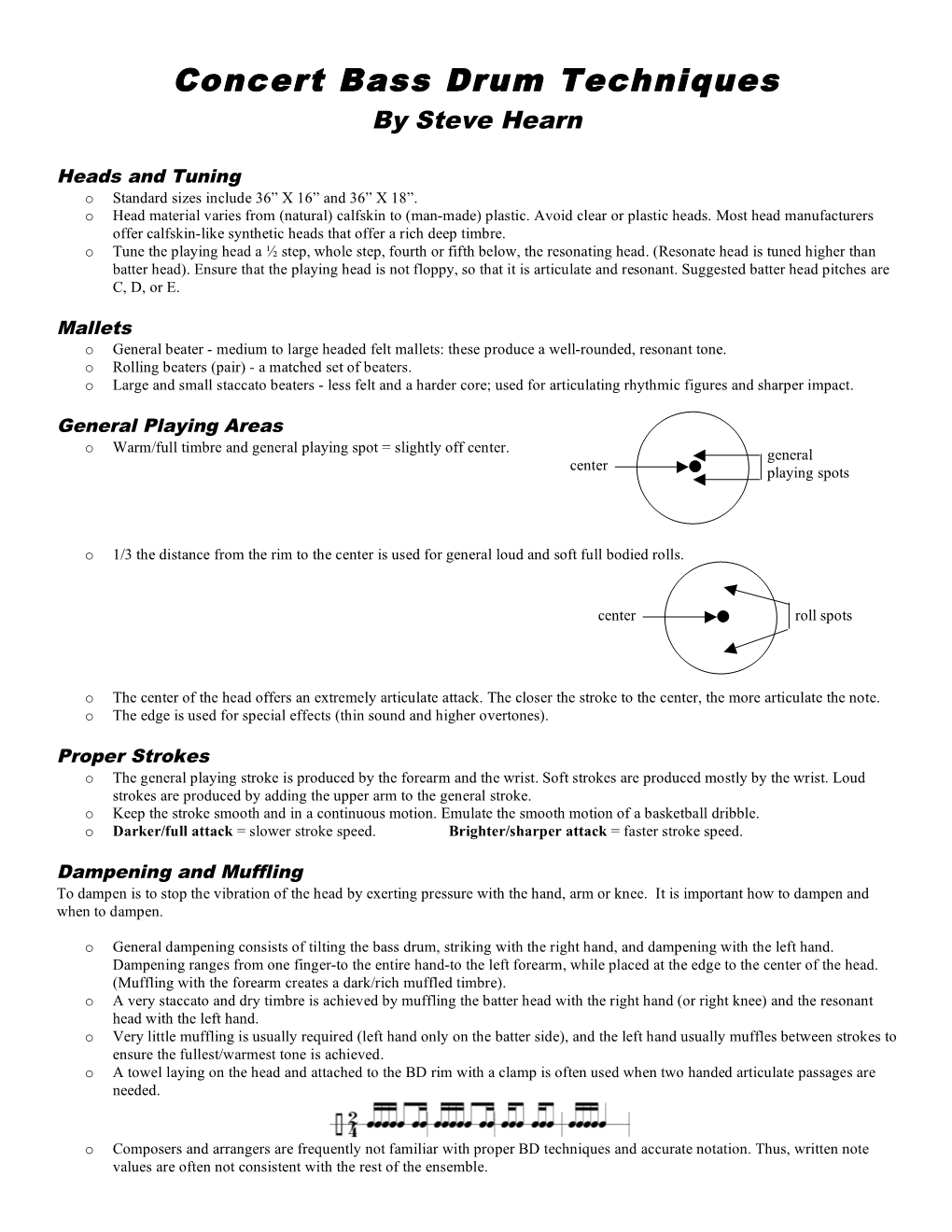 Concert Bass Drum Techniques by Steve Hearn