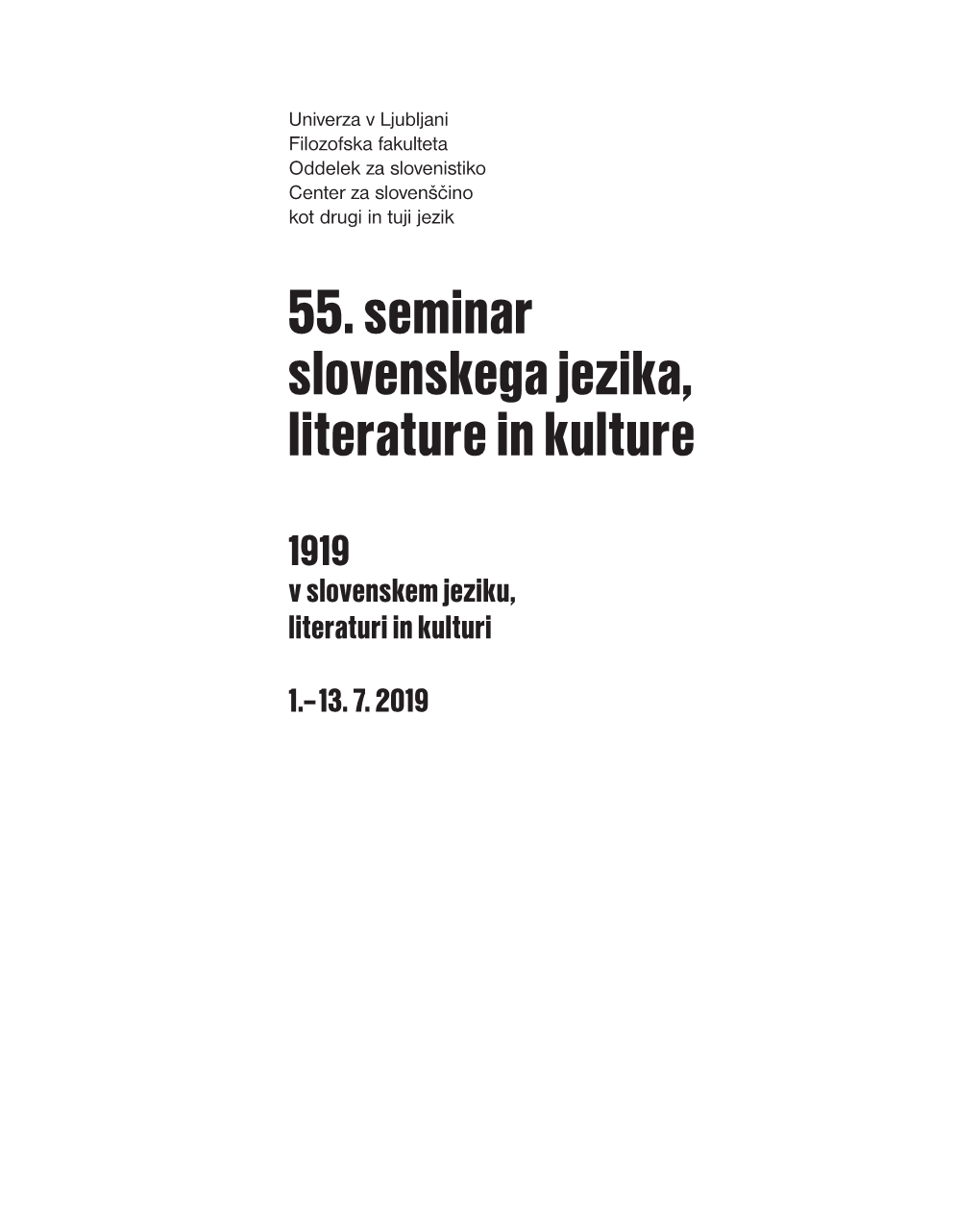 55. Seminar Slovenskega Jezika, Literature in Kulture