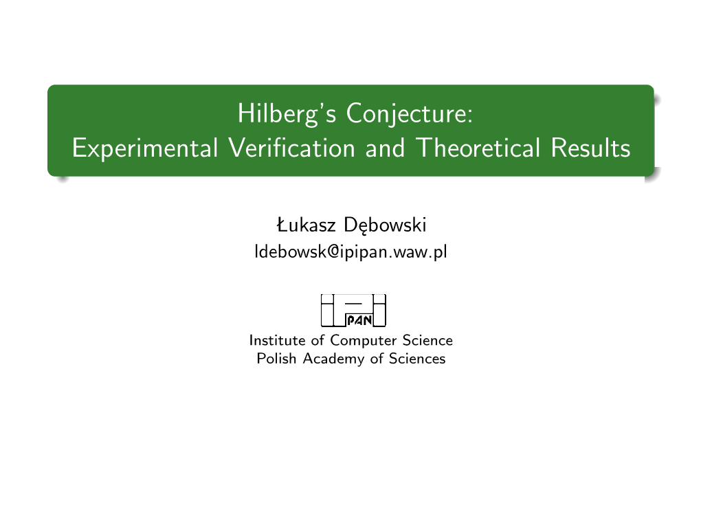 Hilberg's Conjecture