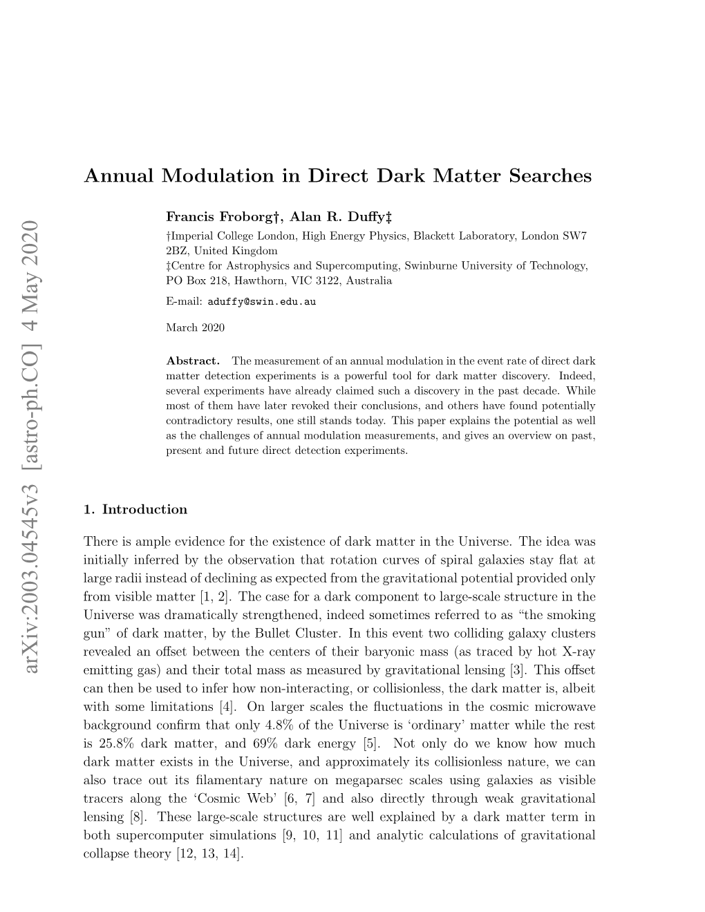 Annual Modulation in Direct Dark Matter Searches