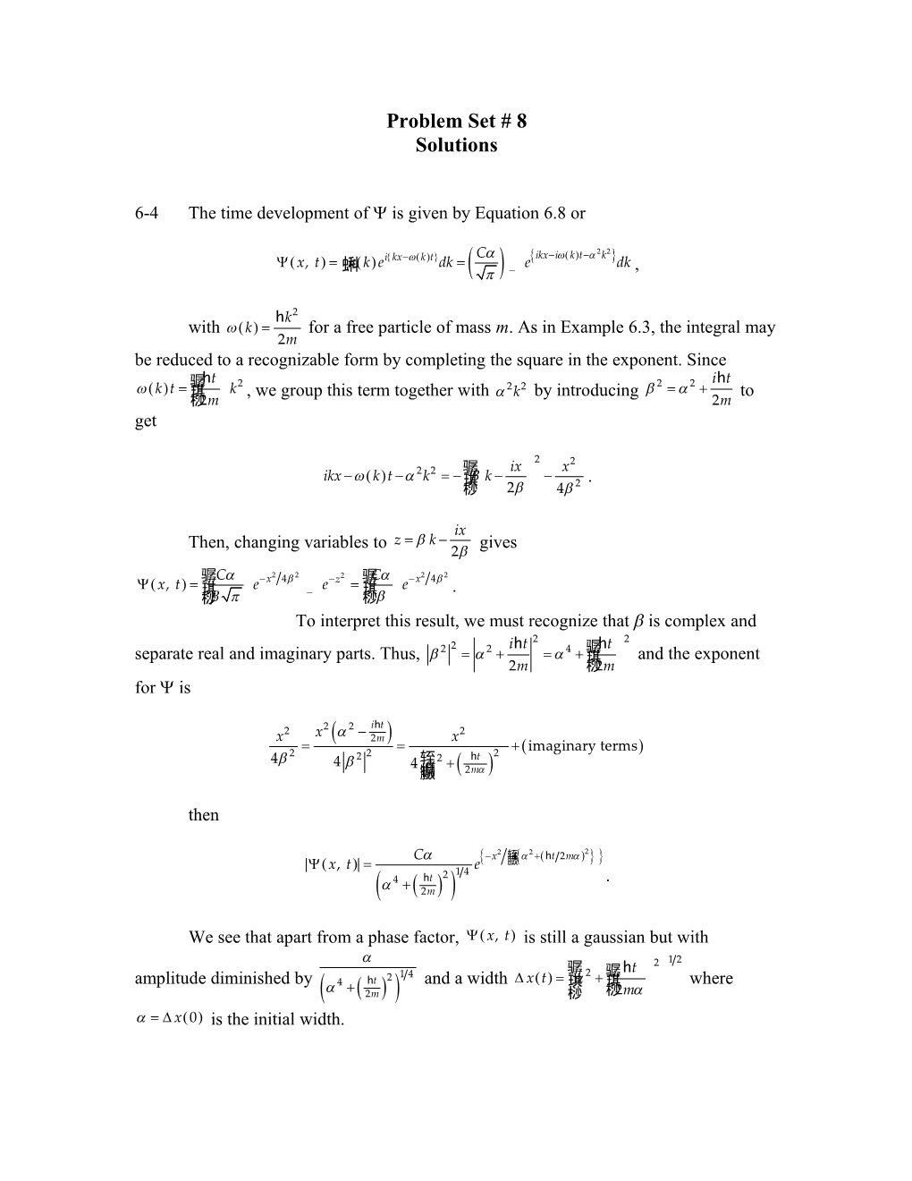 6-4 the Time Development of Y Is Given by Equation 6.8 Or