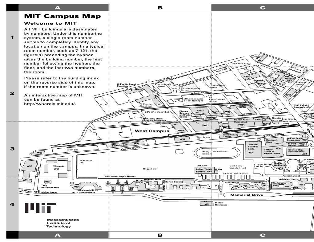 MIT Campus Map Welcome to MIT All MIT Buildings Are Designated by Numbers