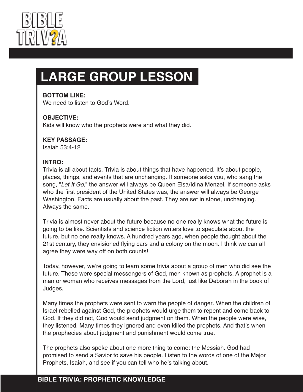 Large Group Lesson