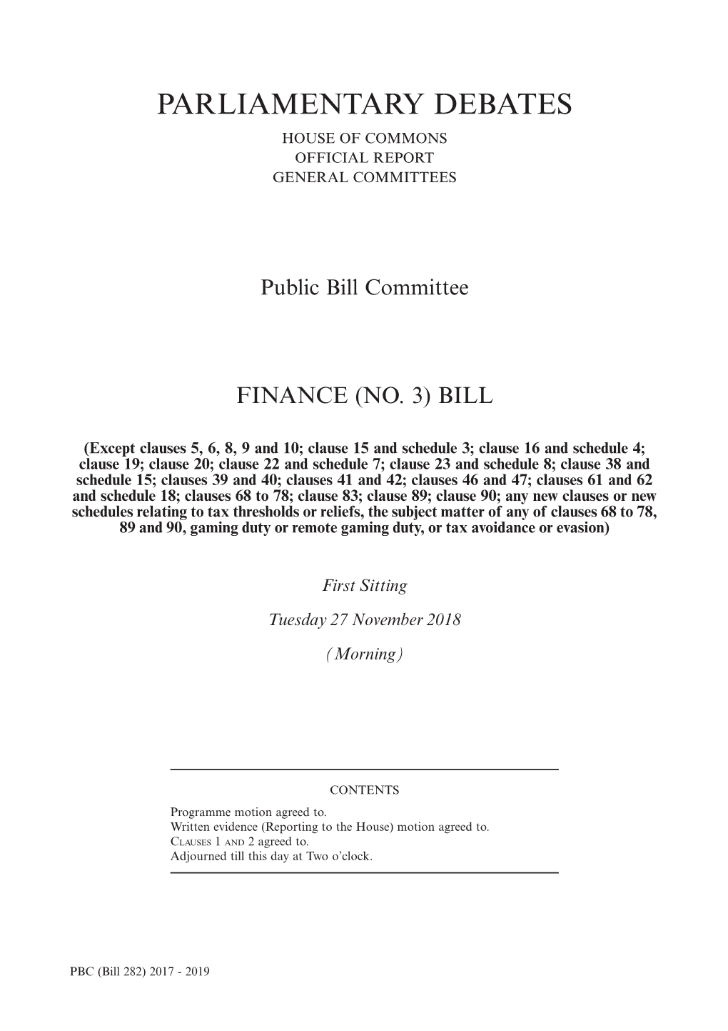 Parliamentary Debates House of Commons Official Report General Committees