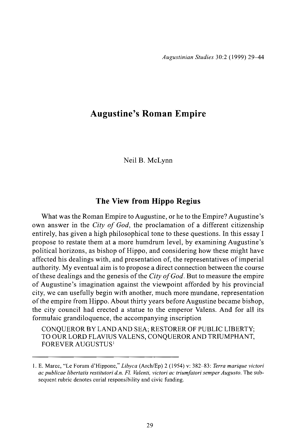 Augustine's Roman Empire