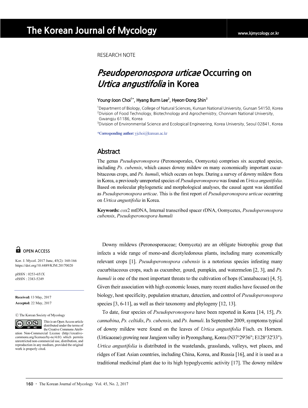 The Korean Journal of Mycology