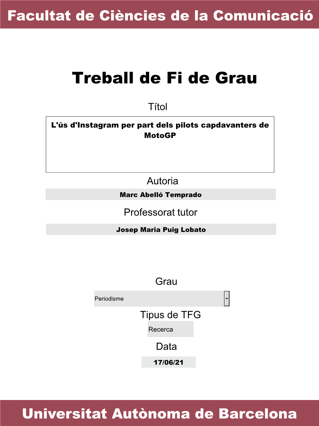 Treball De Fi De Grau