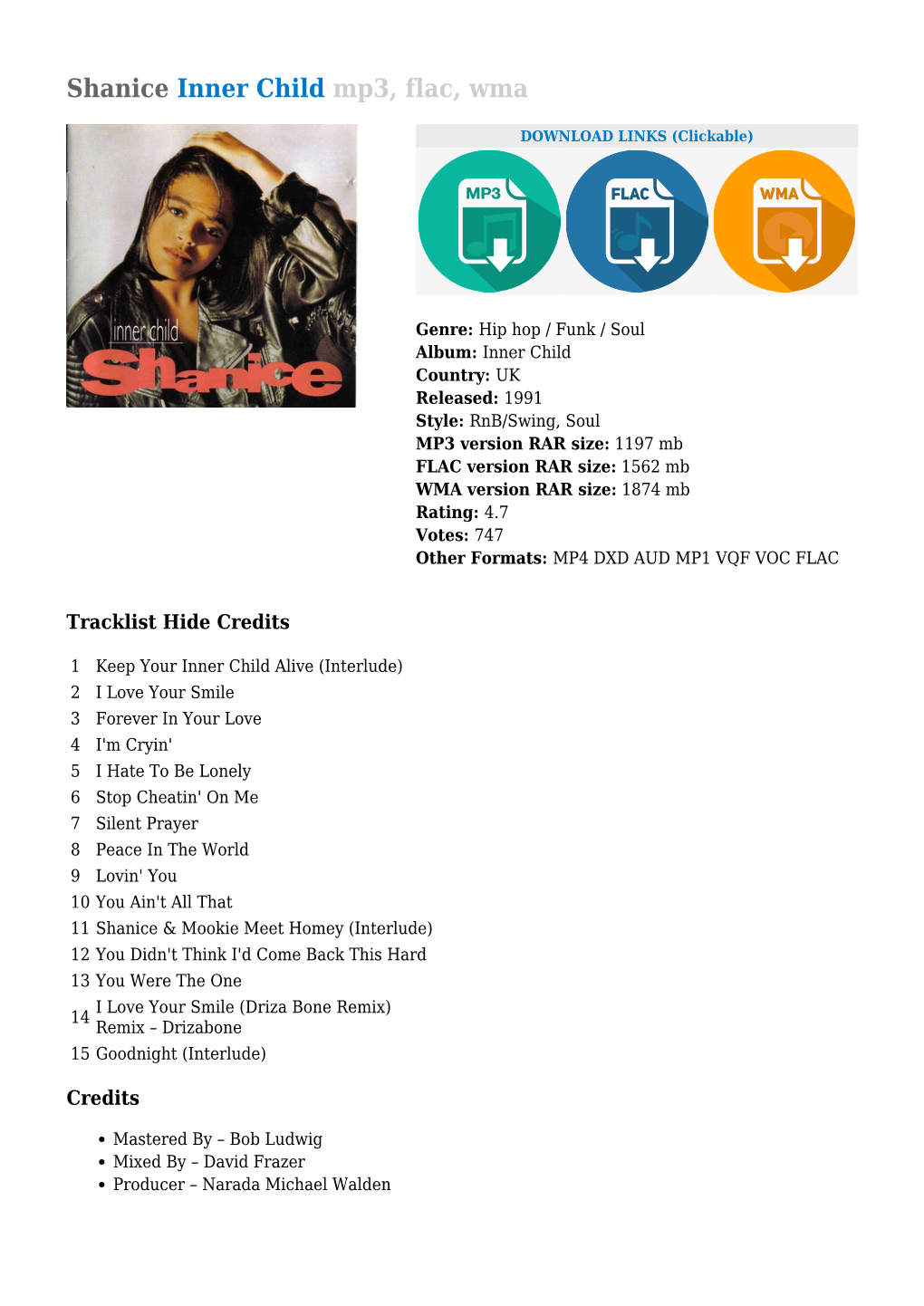 Shanice Inner Child Mp3, Flac, Wma