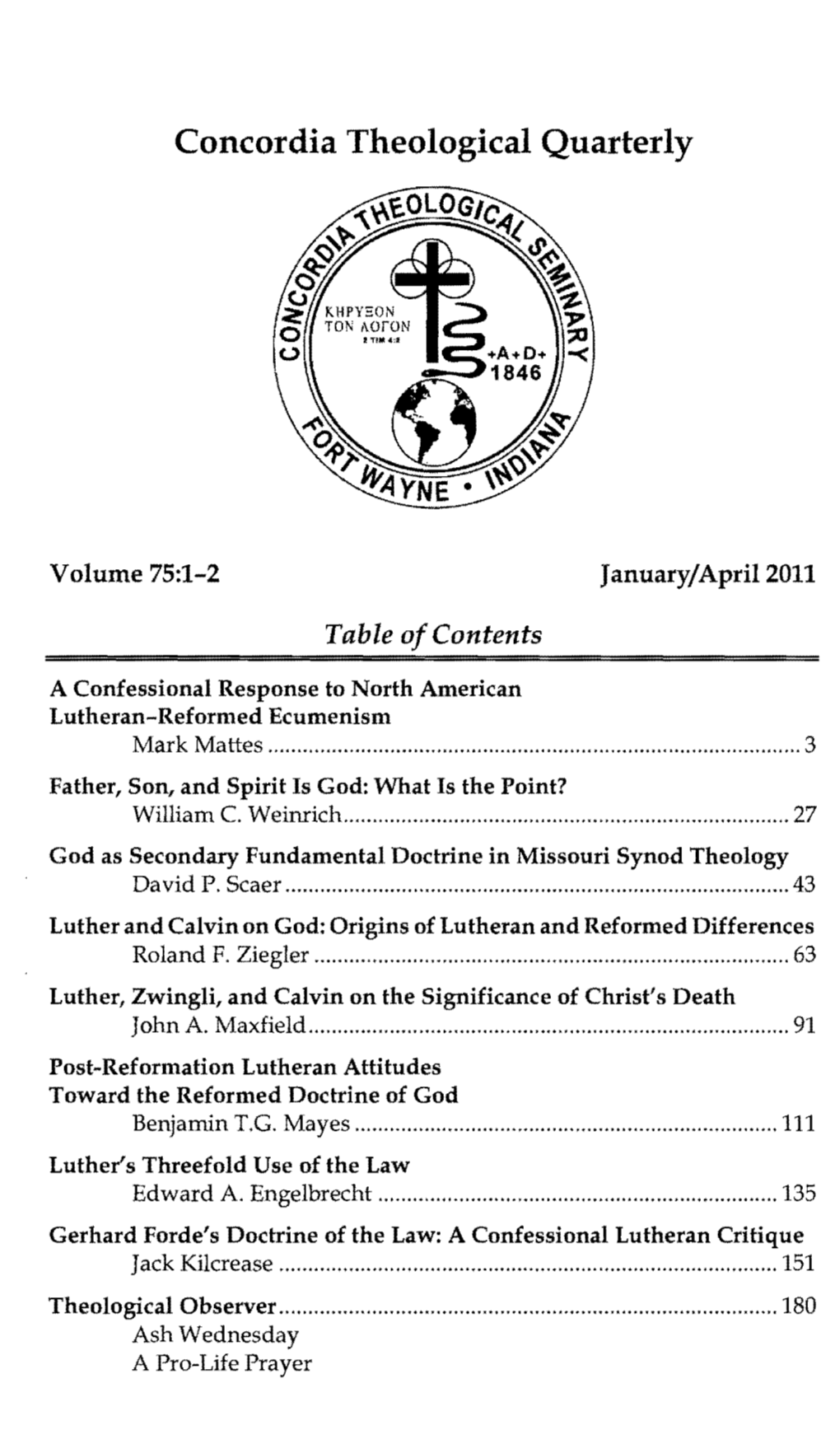 Concordia Theological Quarterly