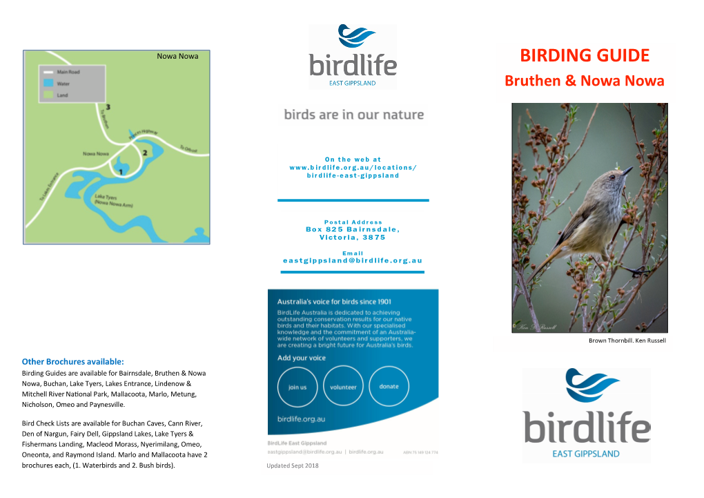 Bruthen & Nowa Nowa Birding Guide With