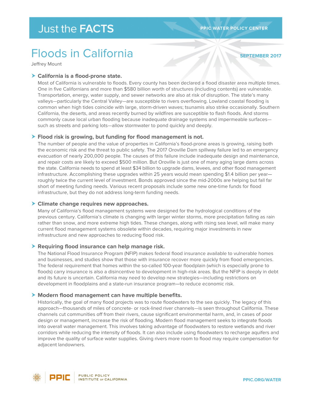Floods in California SEPTEMBER 2017 Jeffrey Mount