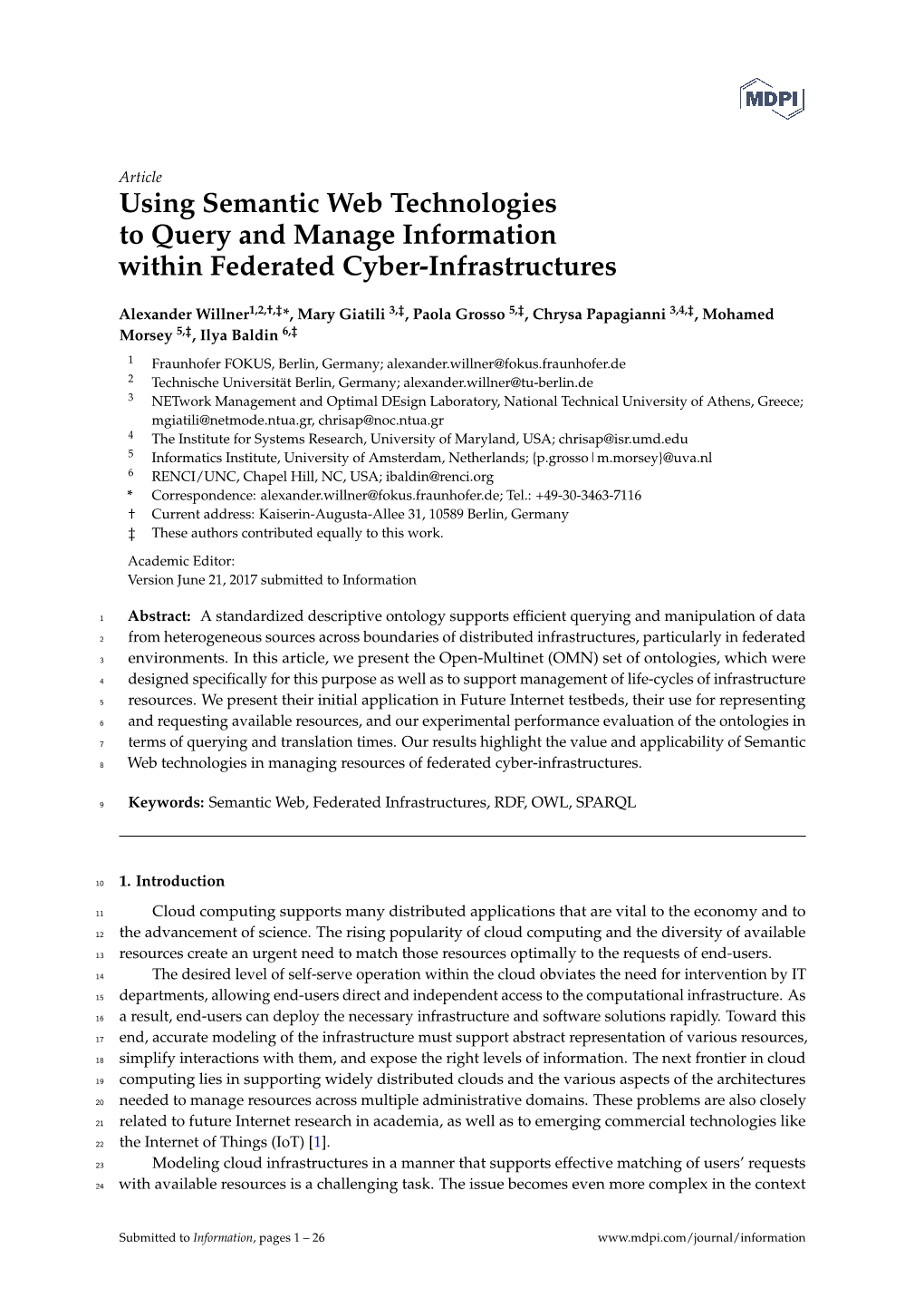 Using Semantic Web Technologies to Query and Manage Information Within Federated Cyber-Infrastructures