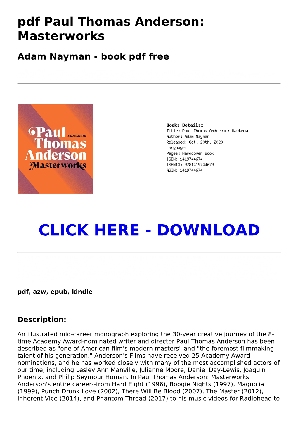 B62cb88 Pdf Paul Thomas Anderson: Masterworks Adam