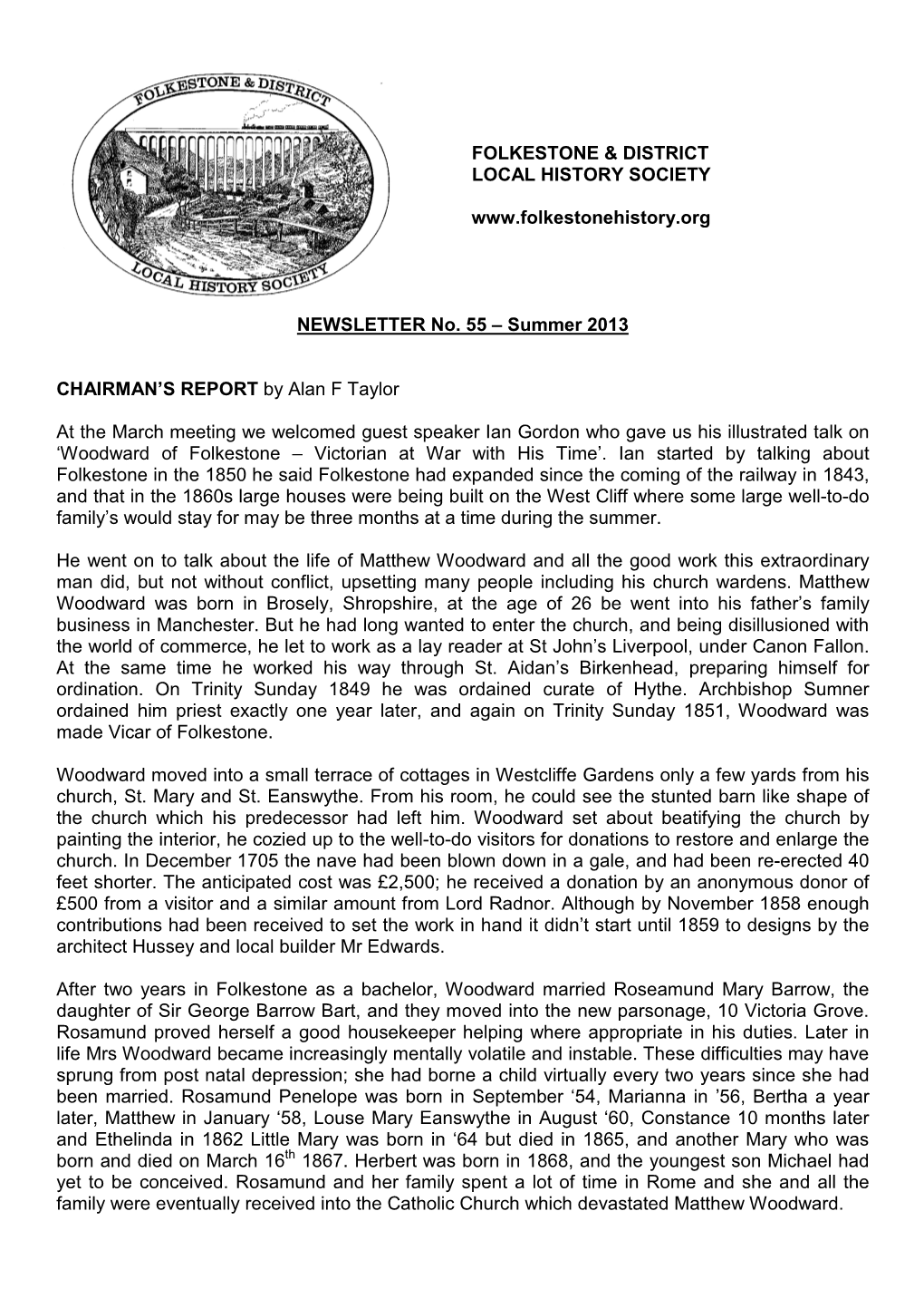 Summer 2013 CHAIRMAN's REPORT