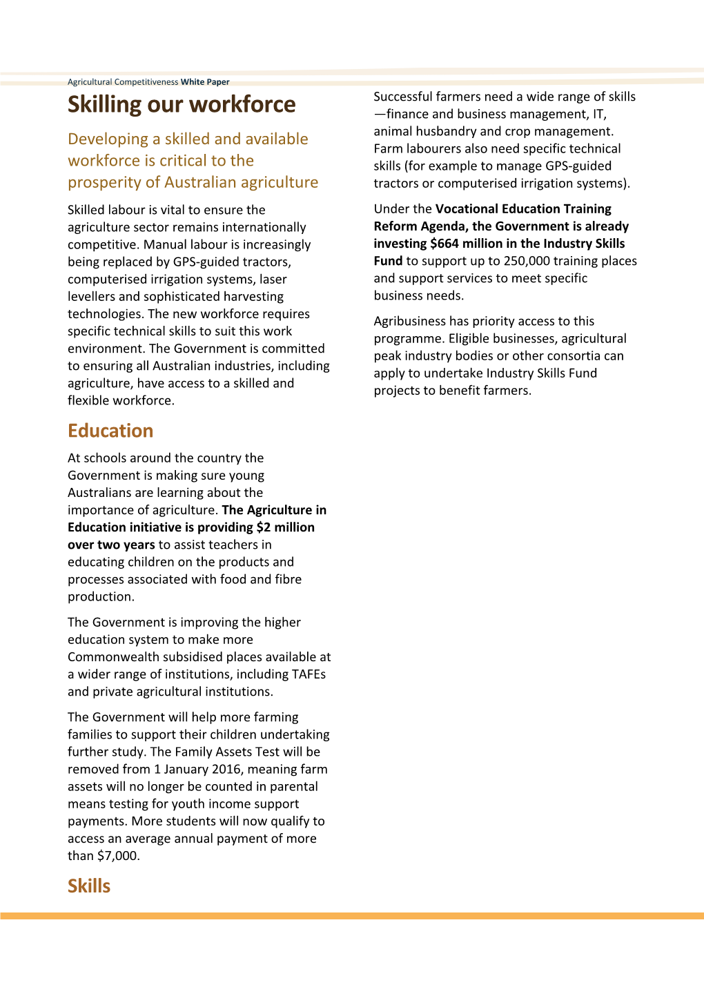 Agricultural Competitiveness White Paper