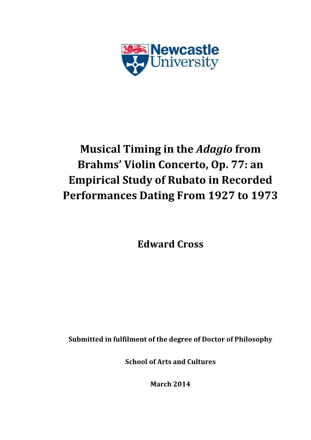 Musical Timing in the Adagio from Brahms’ Violin Concerto, Op