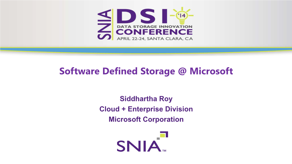 Software Defined Storage @ Microsoft