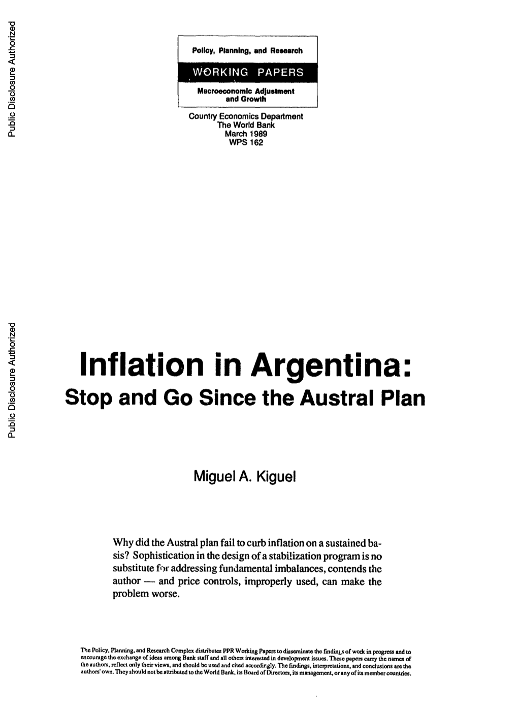 Stop and Go Since the Austral Plan Miguel A