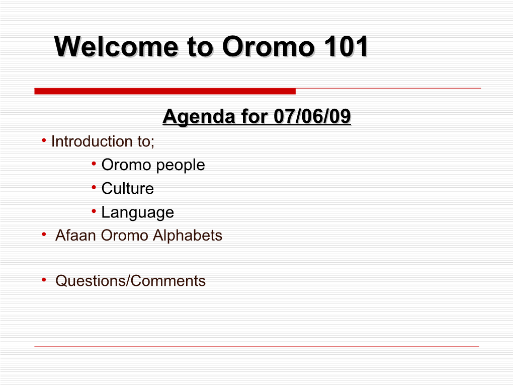 Afan Oromo Or the Oromo Language