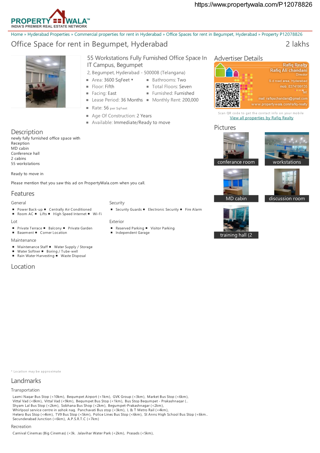 Office Space for Rent in Begumpet, Hyderabad (P12078826)