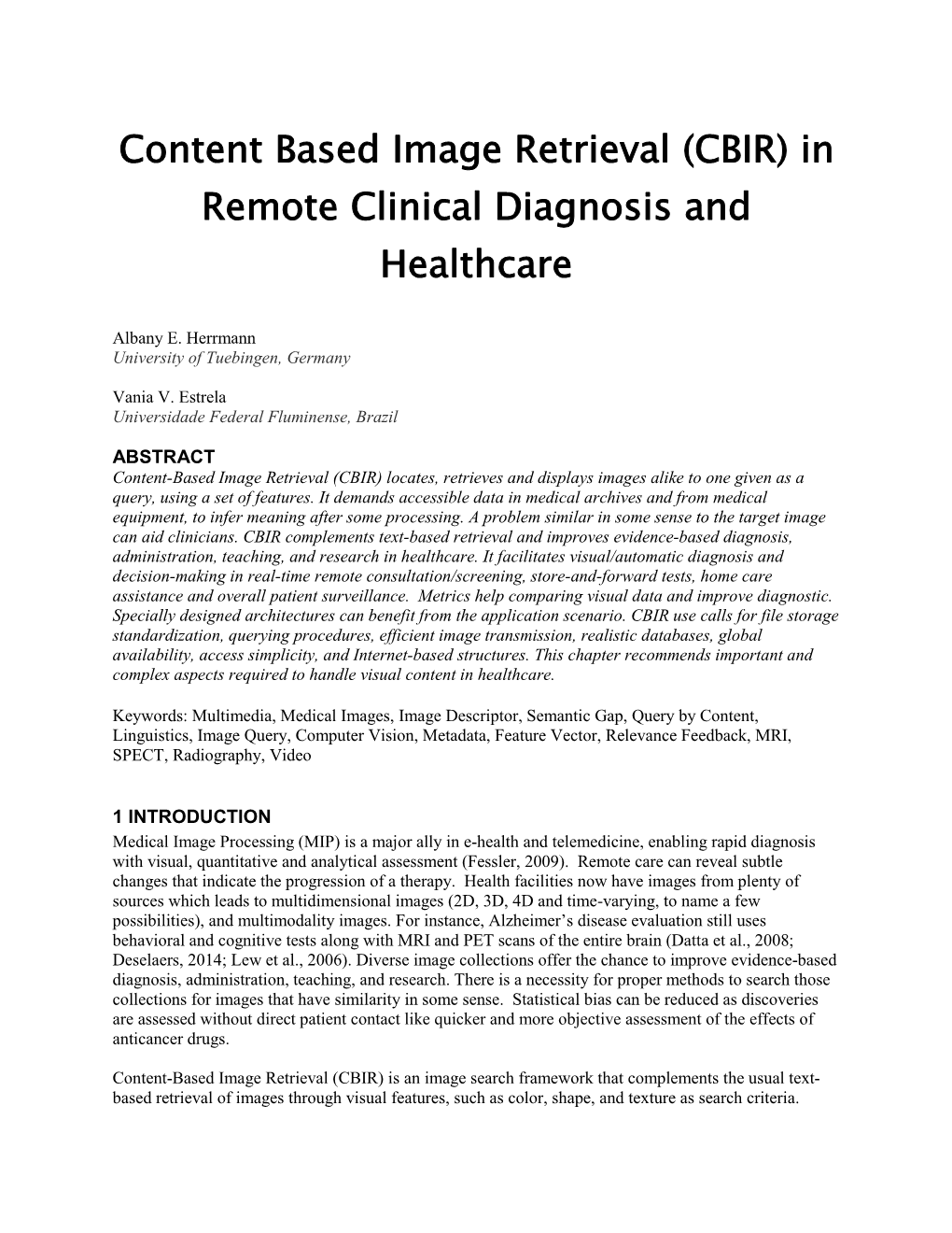 CBIR) in Remote Clinical Diagnosis and Healthcare