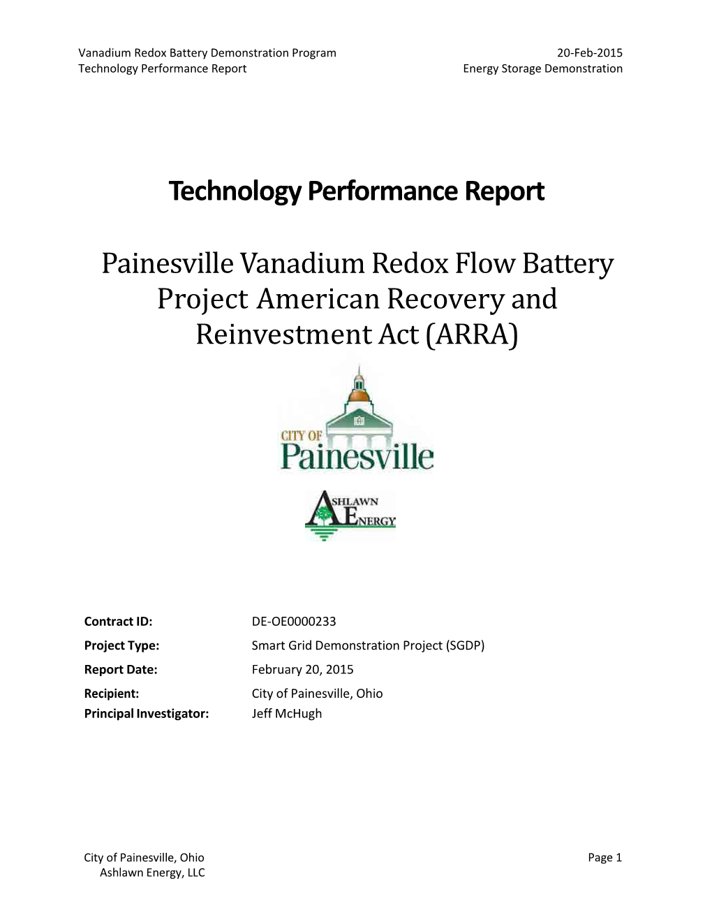 Technology Performance Report Painesville