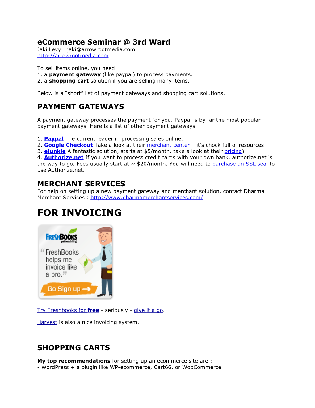 For Invoicing