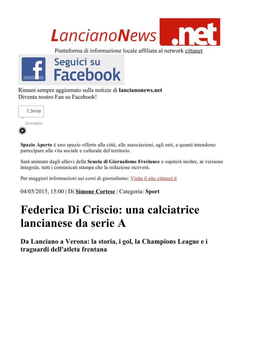 Federica Di Criscio: Una Calciatrice Lancianese Da Serie A