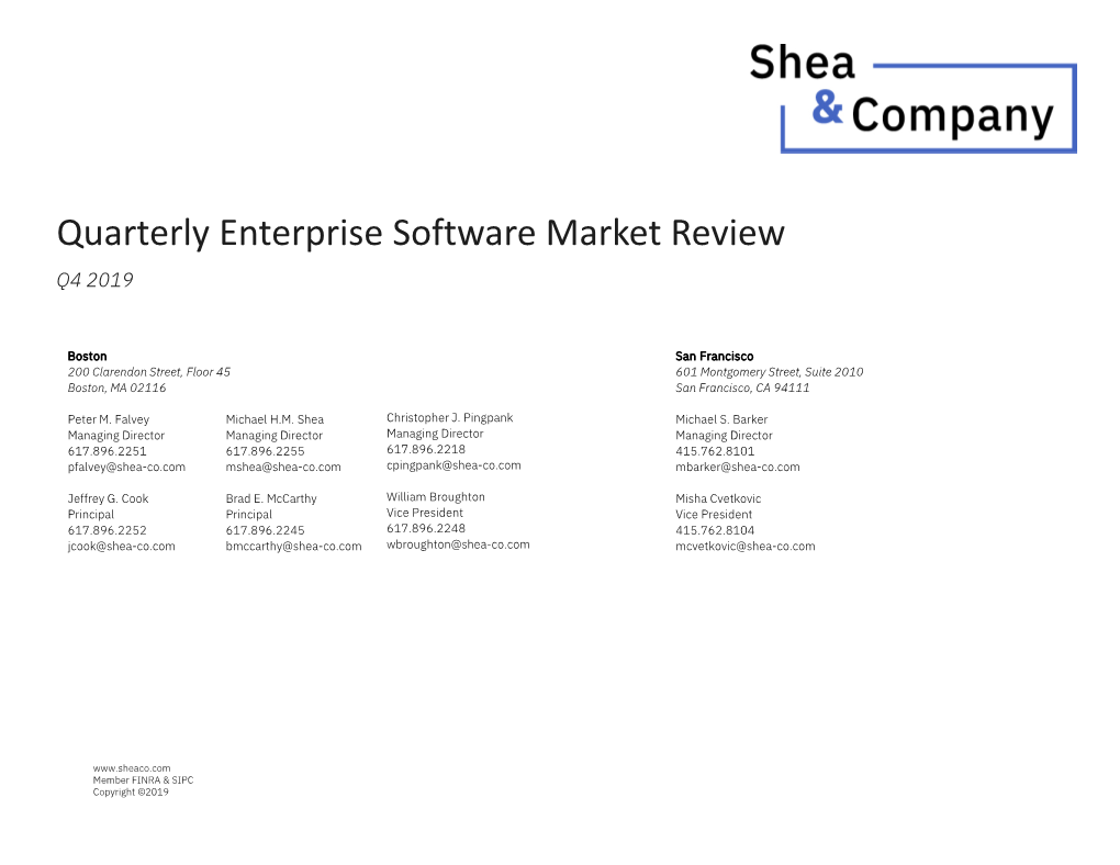 Quarterly Enterprise Software Market Review Q4 2019