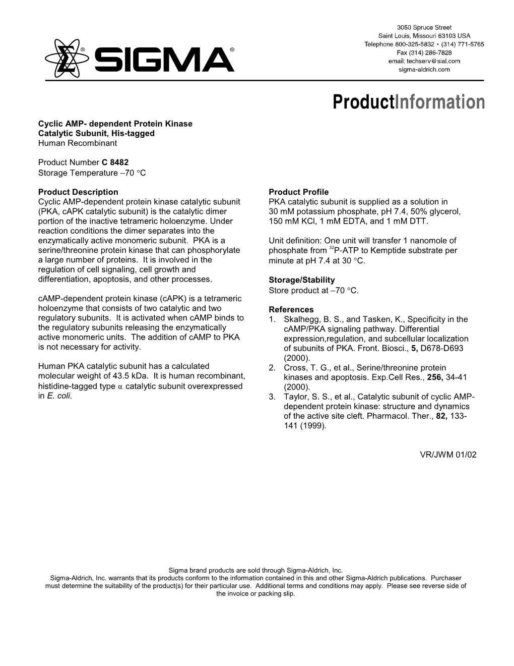 Protein Kinase a Catalytic Subunit Human