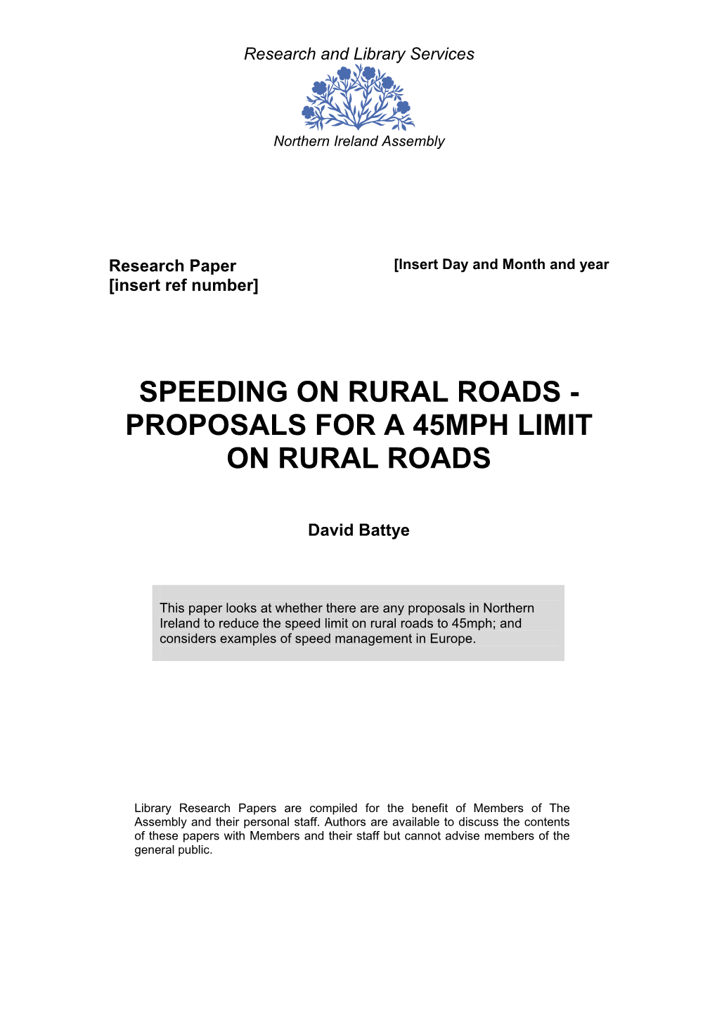 45Mph Rural Speed Limits