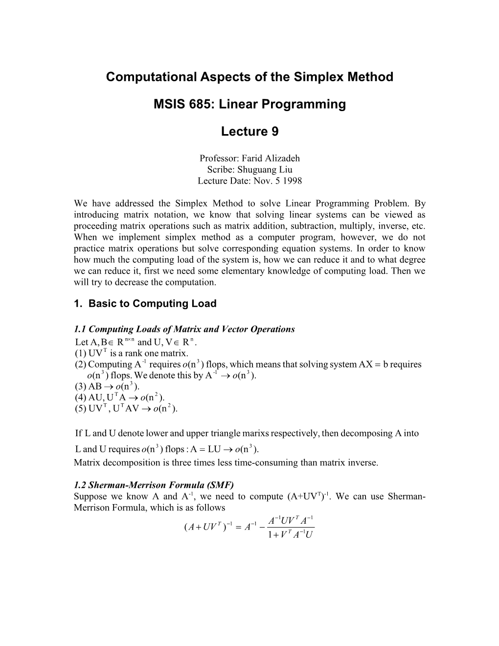 Computing Load of the Simplex Method