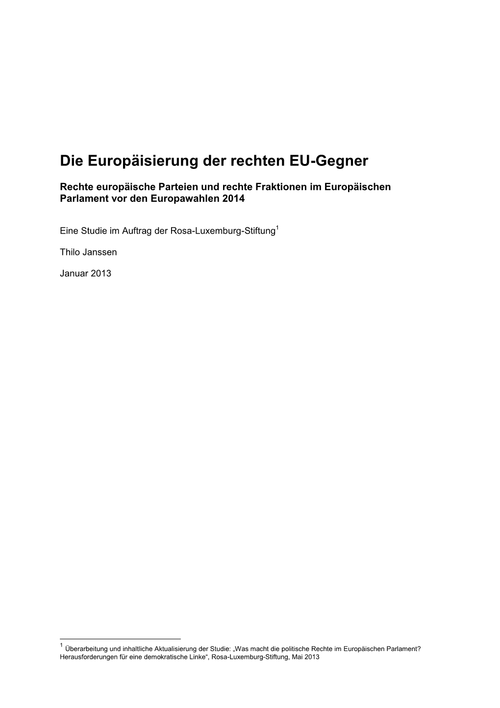 Europaeisierung Der Rechten EU-Gegner