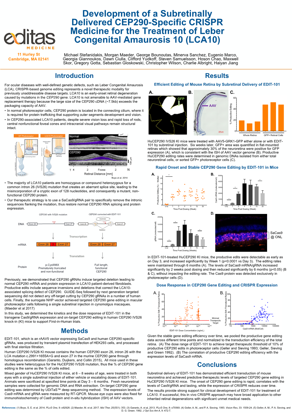 CEP290-Specific CRISPR Medicine for the Treatment of Leber Congenital Amaurosis 10 (LCA10)