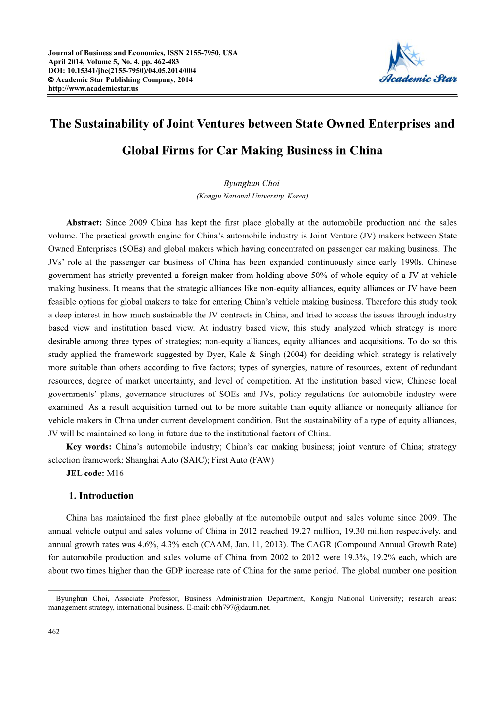 The Sustainability of Joint Ventures Between State Owned Enterprises And