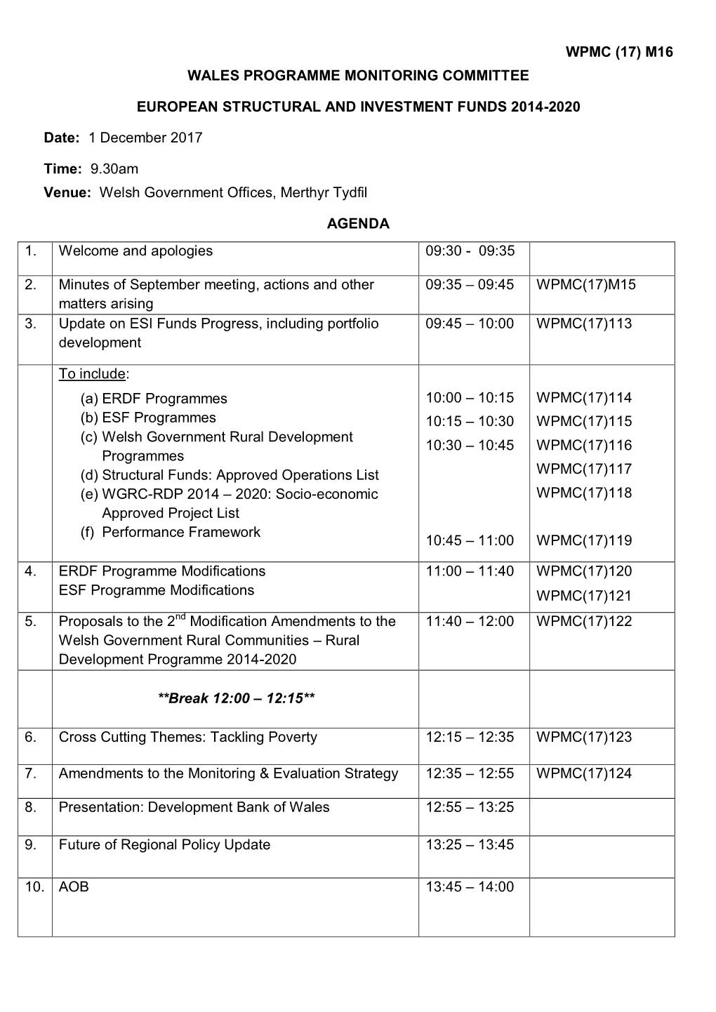 M16 Wales Programme Monitoring Committee