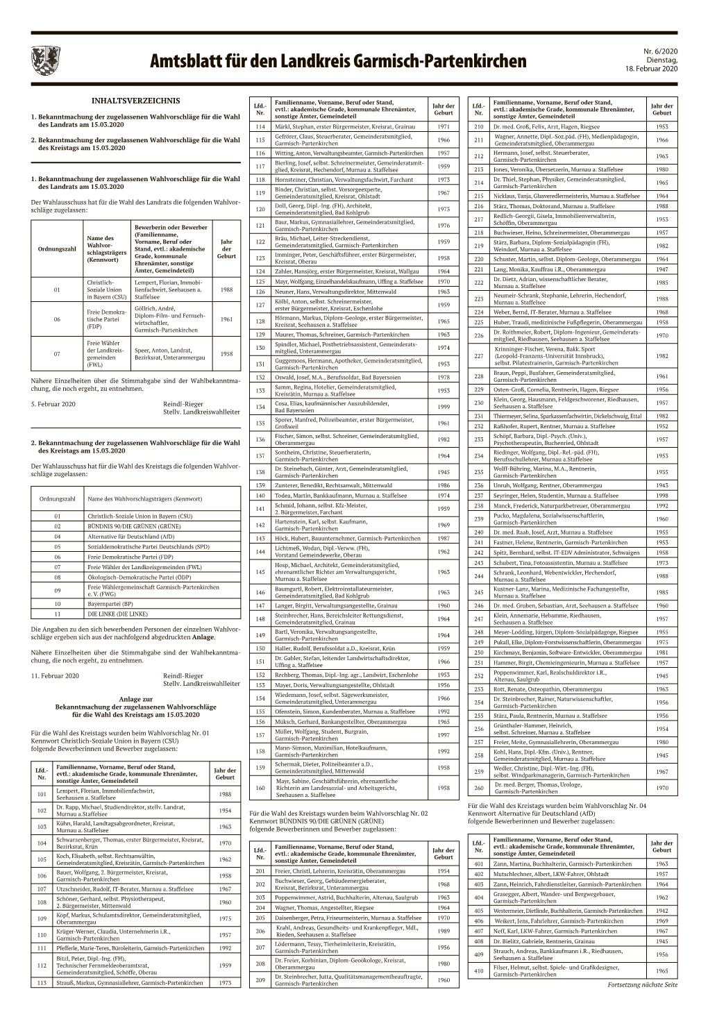 Amtsblatt Für Den Landkreis Garmisch-Partenkirchen 18