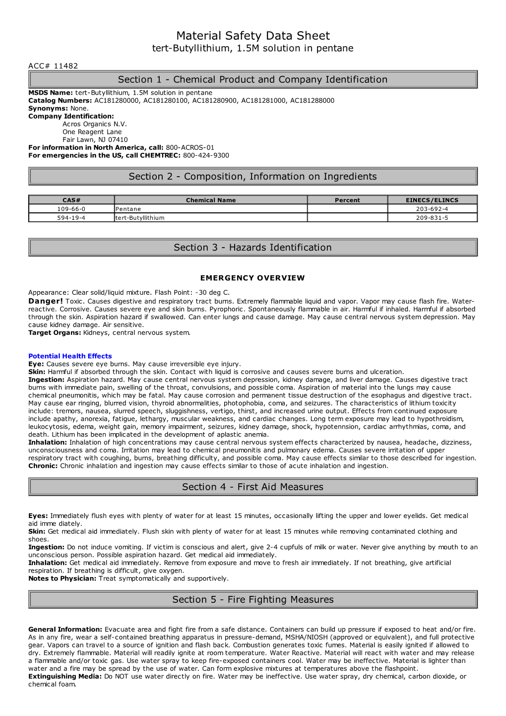 Material Safety Data Sheet